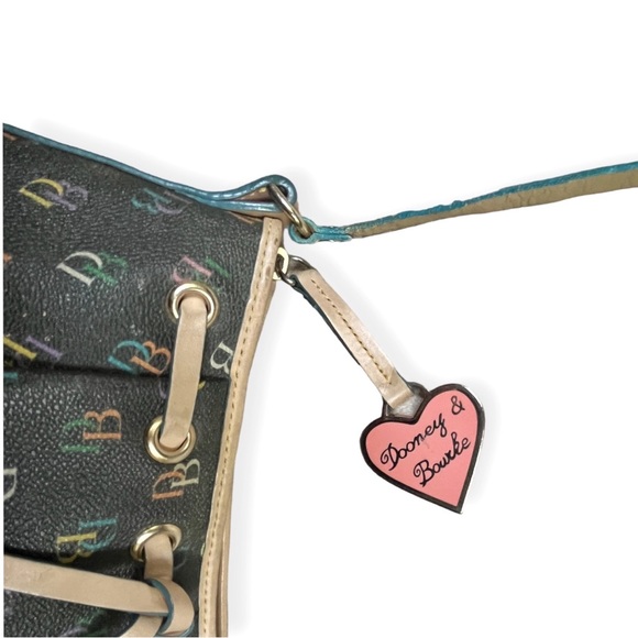 DOONEY & BOURKE " IT " Signature Monogram Coated Leather Small Hobo Purse - Picture 5 of 10